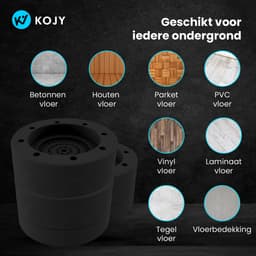 KOJY Wasmachine Trillingsdempers - Verhoger - 8 Stuks - Stapelbaar - Zwart - voor Wasmachine en Wasdroger — thumbnail 4