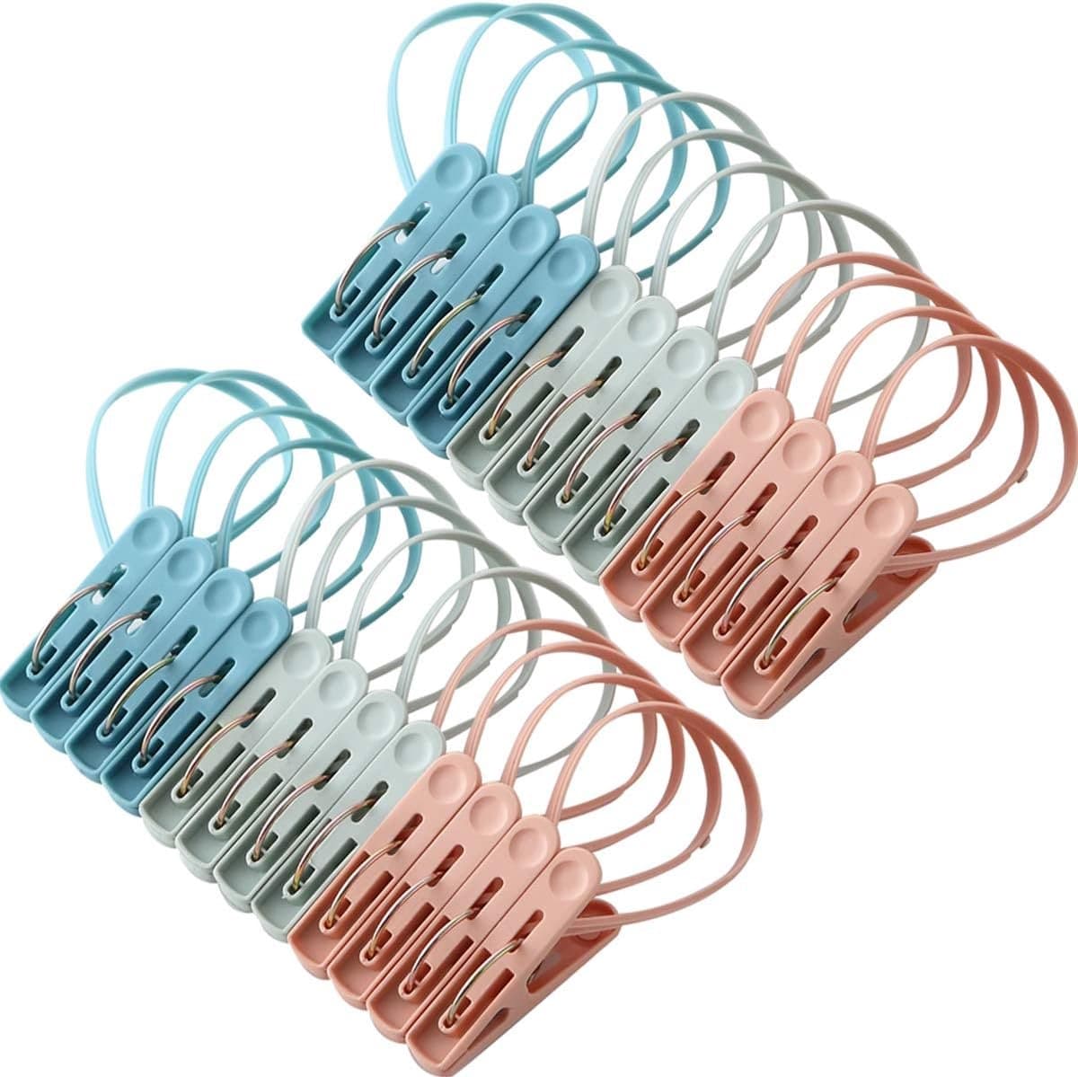 Wasknijpers - 24 Stuks - Droogrek knijpers - PP - Knijpertjes - 360 graden draaibaar - Washaken Clip - Geboorte wasknijpers - Reisdraagkleding - Veelzijdig - Foto knijpers - Roze, groen, blauw — afbeelding 1