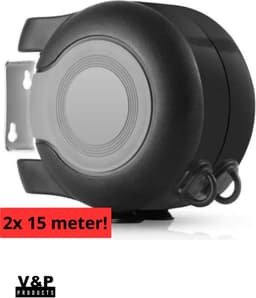 V&P Products® Waslijn uittrekbaar grijs/zwart - Waslijndraad - 2x 15 meter - Wasdraad - Uittrekbare Waslijn - Roldrooglijn voor buiten en binnen - automatische waslijn - wand droogrek — thumbnail 1