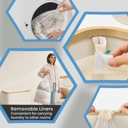 Grote wasmand – Oxford-stof – Inktzwart – 3 vakken met deksel en uitneembare mesh-voering — thumbnail 4