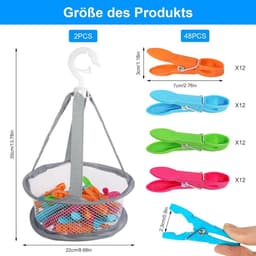 Wasknijpers in mand - 50 stuks wasknijpers - inclusief zak - windbestendige kunststof - geschikt voor waslijnen en kleerhangers. — thumbnail 4