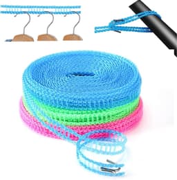 Waslijnen Outdoor - Draagbaar Elastisch - Kamperen Reizen - Antislip Winddicht - 5 Meter - Rood — thumbnail 2