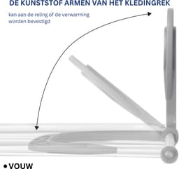 SAVI® Wasrek Hangend Trapgat - Wasrek - Droogrek - Droogrek Trapgat - Wit - ‎49cm x 63cm x 17cm — thumbnail 4