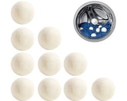 10 Stuks Wollen Droogballen - 4 Cm - Met Opbergzak - Wasdrogerballen - Wasbollen - Duurzaam - Wasdroger Ballen - Absorberen Vocht - Geschikt Voor Dons, Verkort De Droogtijd - Geschikt Voor De Wasdroger - Wit — afbeelding 1