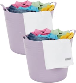 Excellent houseware Flexibele kuip / emmer - 2x - lila paars - 27 liter - kunststof - 42 x 35 cm — thumbnail 1