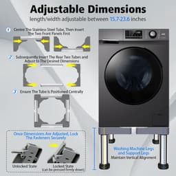 Wasmachine Verhoger - Wasmachine Opbouwmeubel - Wasmachine Sokkel - Anti Slip & Verstelbaar - Ook voor Droger, Koelkast en Vriezer - 160 Kg Draagkracht - 4 Poten - Hoogte 20,6-11,8 in - van Imperatoris — thumbnail 4