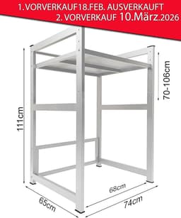 Stevig Rek voor Wasmachine en Droger Stapelen Over Elkaar 74x65x111 cm Wit — thumbnail 4