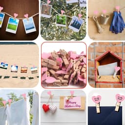 120 Houten Waslijnknijpers met 50M Koord voor Foto's en Decoratie — thumbnail 4
