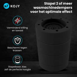 KOJY - Wasmachine Dempers - Verhoger - Stapelbaar - Zwart - Voor Wasmachine & Wasdroger — thumbnail 5