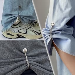 4-delige magnetische kledingclip met ketting - broekklem - broekclip - manchetclip - broekspijpclip - kleding clips - voor het vastzetten van mouwen, broeken en overhemdmanchetten - legering - goud/roségoud/zilver/antracietzwart — thumbnail 3