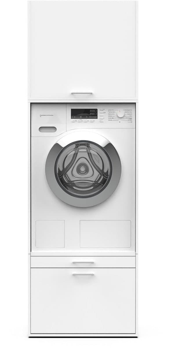 Washcab® Wasmachine Kast - Wasmachine Verhoger - Wasmachine Ombouw - Wit - Solo Set 1 — afbeelding 1