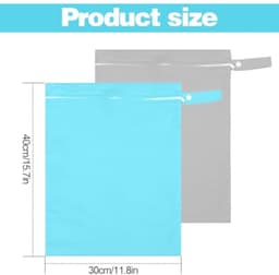 Waterdichte Natzak 40x30 Cm Met Handvat – Herbruikbare Waszak Met Ritssluiting Voor Badkleding, Luiers En Strandlakens, Grijs/Blauw — thumbnail 2