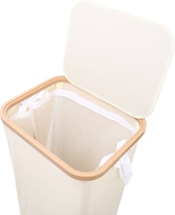 Wasmand met Deksel – Opvouwbare Wasmand – Wasbox 100L – Wassorteerder met Binnenzak – Beige – Voor Badkamer, Slaapkamer en Wasruimte — thumbnail 3