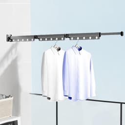 Wand Droogrek - Opvouwbaar Wasrek - Ruimte Besparen - Stevig Aluminium - Intrekbaar Ontwerp — thumbnail 4