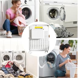 Wasmand met wielen - Opvouwbare mand - Ruimtebesparend opbergen - Compact kubusontwerp - 355 x 315 x 375 cm - Wit — thumbnail 5