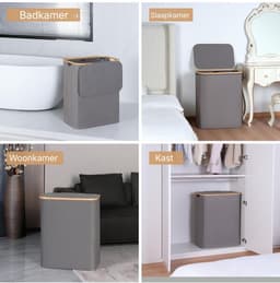 DnA® Wasmand 2 Vakken - Wasmand - Wassorteerder - Grijs - 40cm x 20cm x 60cm — thumbnail 2