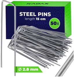 KADAX grondanker 150 x 40 mm, 50 stuks, grondanker van verzinkt staal, grondhaken voor het veilig bevestigen van onkruiddoek, haringen voor gazongrids, grondnagels (zilver) — thumbnail 1