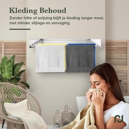 Jubbly® - Wanddroogrek 120cm - Wasrek Inklapbaar - Wasrek Hangend - Droogrek - Inklapbaar Droogrek - Droogrek Muur - 8.4 Meter Drooglengte - Zwart — thumbnail 4