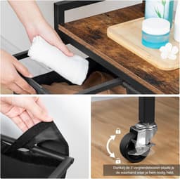 Aurixi® Wassorteerder 4 vakken - Wasmand 4 vakken 4x 39 Liter - Wasmand Met Opbergplank - Wassorteerder - Dubbele wasmand - Duo Wasmand – Wasmanden - Zwart - 111cm x 33cm x 75 cm — thumbnail 3