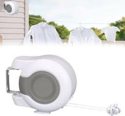 Uitschuifbare dubbele waslijn, geschikt voor zowel binnen- als buitengebruik, voor het drogen van kleding, wandmontage en draagbaar, eenvoudig te installeren (wit). — thumbnail 3