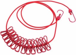 Elastische Waslijn - Draagbare Kledinglijn - Reizen Kamperen - Inclusief Klemhaakjes - Tot 3.8 Meter - Rood — thumbnail 1