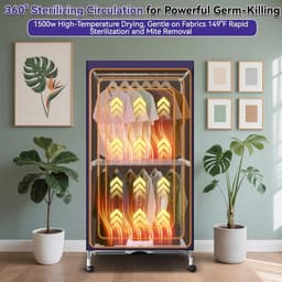 Wasdroger - Verwarmd Wasrek 1500W met Timer 180 minuten - Draagbaar en Ruimtebesparend - Geschikt voor Binnen - Sneldrogend en Efficiënt — thumbnail 5