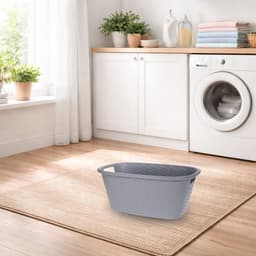 Grijze wasmand 35 liter 60 x 40 x 25 cm - Kunststof/plastic draagmand - De was doen huishoudartikelen - Wasmanden/wasgoedmanden — thumbnail 2