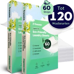 Fressea Wasstrips 120 Wasbeurten - Wasmiddel Strips - Plasticvrij & Vegan Wasmiddeldoekjes (Parfumvrij) — thumbnail 1