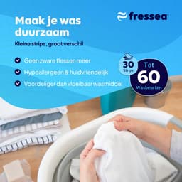 Fressea Wasstrips 120 Wasbeurten - Wasmiddel Strips - Plasticvrij & Vegan Wasmiddeldoekjes (Zeebries) — thumbnail 4