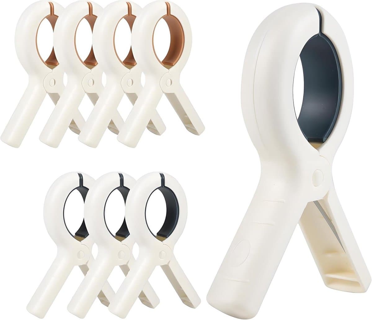 8 stuks clips – Maat M (13 x 8,5 cm) – Veelzijdige droogclips – Voor handdoeken, lakens en kleding – Broek- en sokkenclips – Bevestigers met sterke grip – Kunststof ontwerp dat geen afdrukken achterlaat – Windbestendige dekbedclips - Stevig duurzaam — afbeelding 1