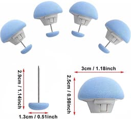 16 stuks - dekbedclips - antislip dekbed bevestigingsset - paddenstoelvormige ronde bevestigingsclips - voor dunne en dikke dekbedden, dekens, lakens, bedrokken, pantoffels, kussens - blauw - 3×2.8cm — thumbnail 2