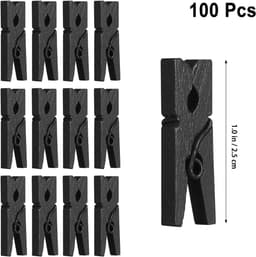 Store_7 - Mini Wasknijpers - Decoratieve Clips - Zwart - Houten Klemmen - Handwerk en Knutselprojecten - 100 Stuks — thumbnail 3