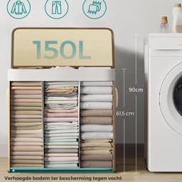 Wasmand - opbergmand - opbergdoos van bamboe - handgemaakte gevlochten mand - 150 liter — thumbnail 4