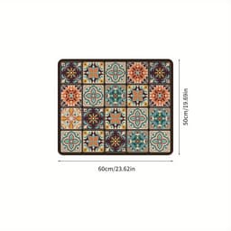 Levendige retro mozaïek wasmachinehoes, waterdicht en duurzaam, gemaakt van diatomeeënaarde, 56*60 cm, kleurrijk bloemenpatroon. Ideaal voor de decoratie van de keuken of wasruimte. — thumbnail 3