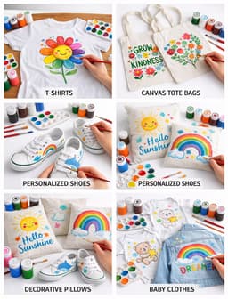 Bastelzone Textielverf Set - 12 kleuren, 30 ml per flesje - Machinewasbaar — thumbnail 2