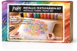 Bastelzone Metallic Textielverf Set - 12 metallic kleuren, 30 ml per flesje - Machinewasbaar — thumbnail 3