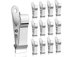 Set van 12 metalen clips - Klem - geschikt voor het bevestigen van gordijnen/kleding/snacks - metaal - zilver — afbeelding 1