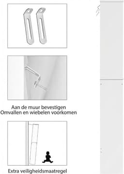SNJY® Wasmachine Kast - Wasmachine Verhoger - Wasmachine Ombouw - 23D x 75B x 180H cm - Wit — thumbnail 3