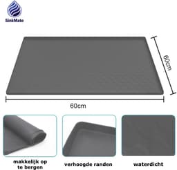 Lekbak Wasmachine – Siliconen Opvangbak - Opstaande Rand - SinkMate® - 60 x 60 cm – Lekbak Koelkast Vaatwasser Diepvriezer — thumbnail 2