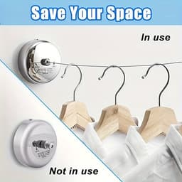 Een uitschuifbare waslijn van roestvrij staal met verstelbaar nylon touw, geschikt voor wandmontage voor handig en ruimtebesparend gebruik binnenshuis. — thumbnail 2