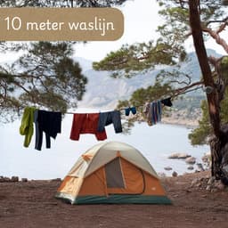 Waslijn uittrekbaar en oprolbaar - 10 meter waslijndraad met knijpers - uittrekbare wasdraad / roldrooglijn voor camping / kamperen / reizen - groen — thumbnail 2