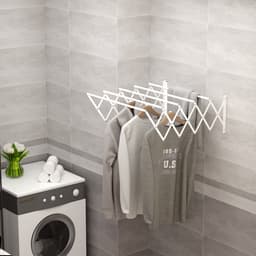 HOMCOM-Wäscheständer-Eisen-63,5L x 60B x 20H cm-Weiß — thumbnail 4