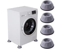 Trillingsdempers Wasmachine - Wasmachine Verhoger Set van 4 stuks - Schokdemper van de wasmachine - Antislip en stil - demper Pads - 8,5 CM - Geschikt voor wasmachinesteun - Wasmachine Demper - Voetjes voor wasmachine & droger - grijs