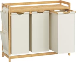 MAZAZU - Wasmand - 3 vakken - Bamboe - 150L - 94x33x78 — thumbnail 1