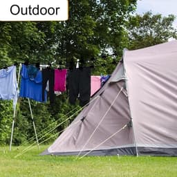 Portable Clothesline - Elastic Adjustable Clothesline - Extendable 180-360 cm - Clothesline met 12 Wire Clips voor Reizen - Vakantie - Buitenshuis - Kamperen - Studentenhuis — thumbnail 2