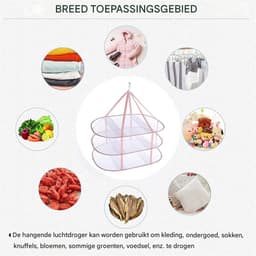Droogrek - Truien anti-vervorming kleding droogmand - 3 laags - Polyester - Opvouwbaar - mesh - hangende - Draagbaar - Droognet - 78*61*80 cm - Roze - 1stuk — thumbnail 5