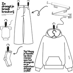 GOODD® - Wasknijpers - Knijpers - 10 Stuks - Met haak - Anti slip - Wit - Wasrek knijpers — thumbnail 2