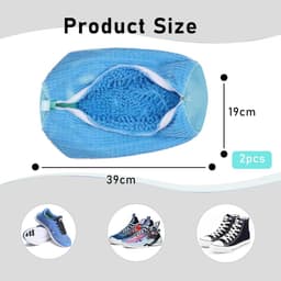 Schoenenwaszak - Multi-beschermingswasnet - Wasschoenenzak voor wasmachine en droger - Anti-deformatie reinigingsschoenenzak - Herbruikbare schoenenwaszak - Met rits en ophangring - Geschikt voor de meeste soorten en maten schoenen - blauw — thumbnail 5