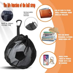 Draagbare Basketbaltas voor Sportballen - Duurzaam en Multifunctioneel - Nettas met Trekkoord en Haak - Inclusief 2 Luchtpinnen - Afmetingen 12x10 inch — thumbnail 3