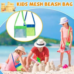 Allecto Plus - 4 Stuks Groot Opvouwbaar Herbruikbaar Strandspeelgoedtas | Zandspeelgoed Strandtas voor Strand Picknick Zwembad | Waszak Familievakantie - Duurzame Nettas met Handige Draagriem — thumbnail 2